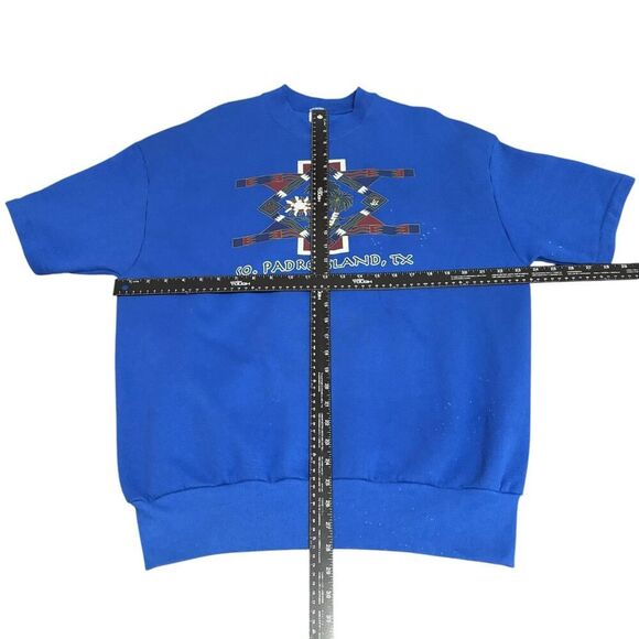 froot of the loom xl blue south padre tx vintage usa short sleeve sweater - Picture 4 of 11